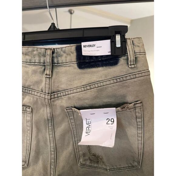 Vervet by Flying Monkey Women’s Distressed Jeans Sz 29 Olive Green Straight Leg - Picture 7 of 8